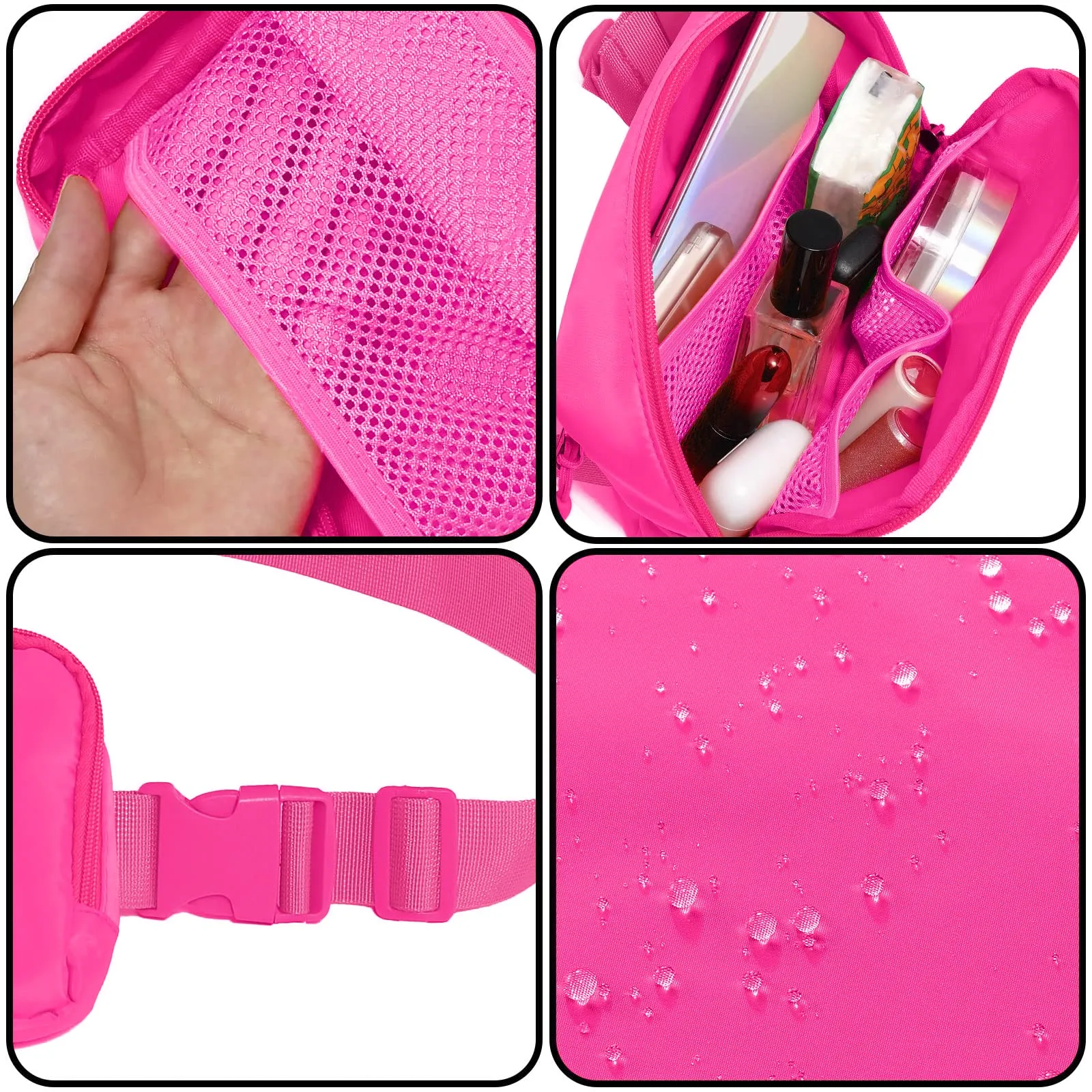 Amazerbst Waterproof Belt Bag with 40 Inch Adjustable Strap for Women and Men