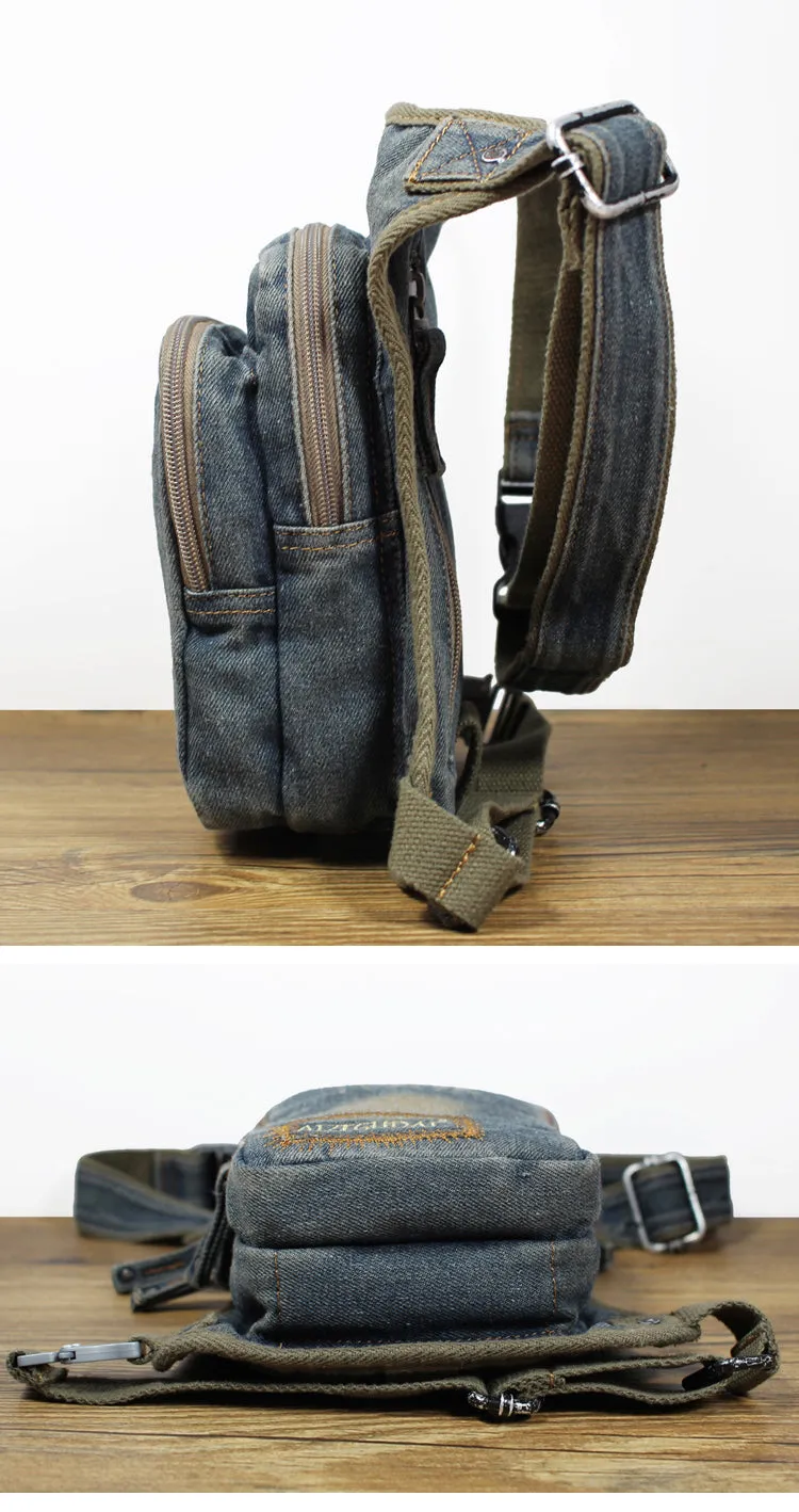 Blue Denim Thigh Bag Left Leg Pack Drop Leg Bag Denim Mens Waist Bags Drop Leg Pouch