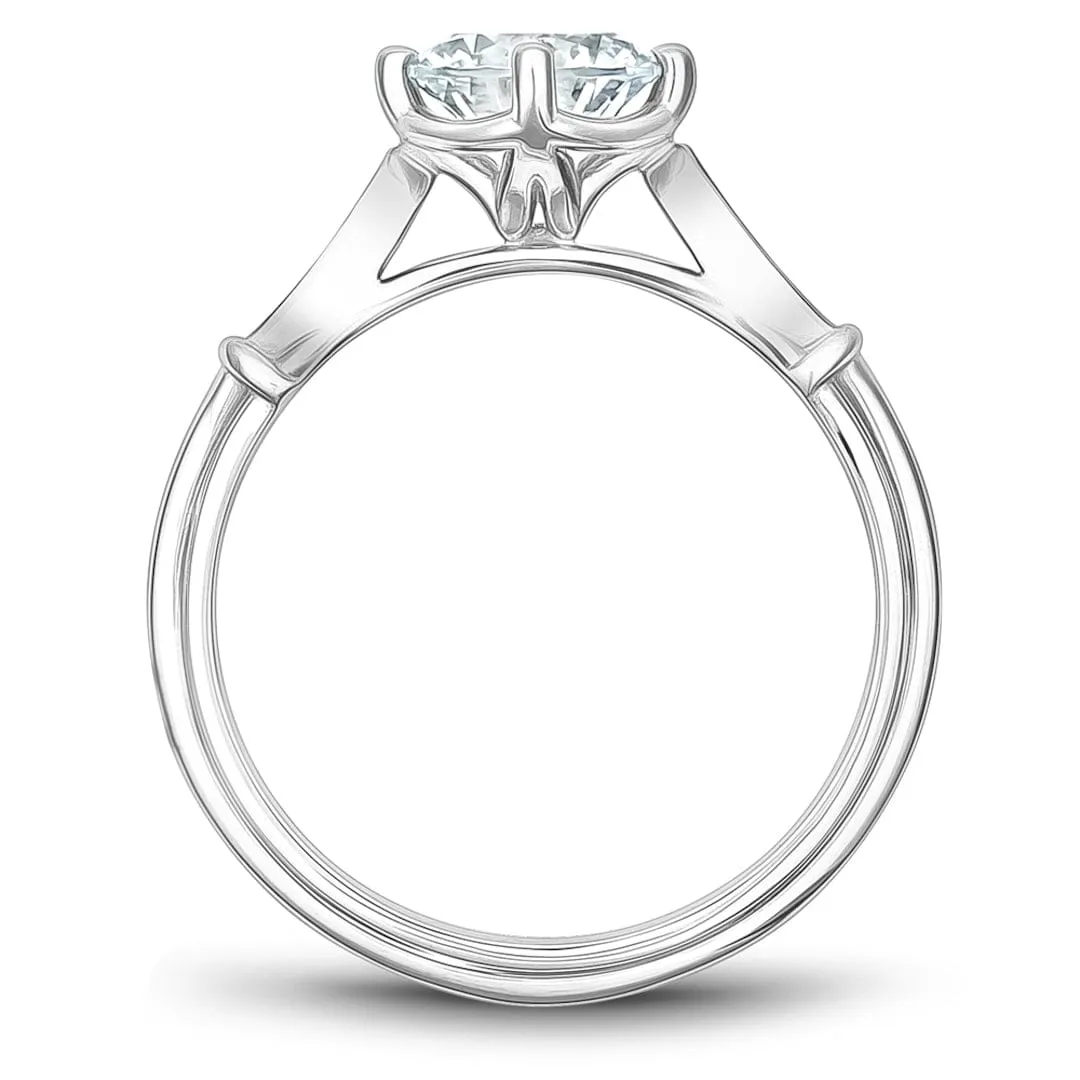 Noam Carver 14kt White Gold Round Solitaire with Shoulder Diamonds
